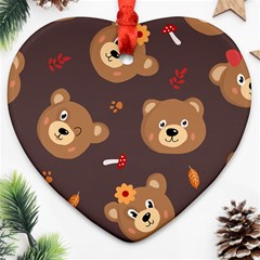 Bears-vector-free-seamless-pattern1 Heart Ornament (two Sides) by webstylecreations