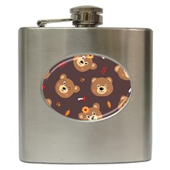 Bears-vector-free-seamless-pattern1 Hip Flask (6 Oz) by webstylecreations