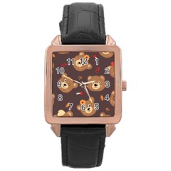 Bears-vector-free-seamless-pattern1 Rose Gold Leather Watch  by webstylecreations