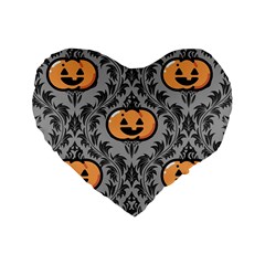 Pumpkin Pattern Standard 16  Premium Flano Heart Shape Cushions by NerdySparkleGoth