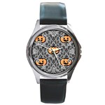 Pumpkin Pattern Round Metal Watch Front