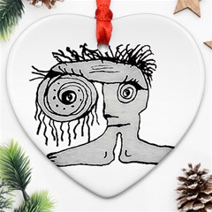 Weird Fantasy Creature Drawing Ornament (heart) by dflcprintsclothing