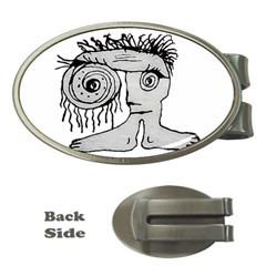 Weird Fantasy Creature Drawing Money Clips (oval) 