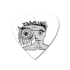 Weird Fantasy Creature Drawing Heart Magnet by dflcprintsclothing