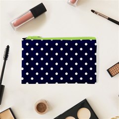 1950 Navy Blue White Dots Cosmetic Bag (xs) by SomethingForEveryone