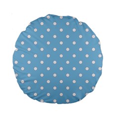 1950 Summer Sky Blue White Dots Standard 15  Premium Round Cushions by SomethingForEveryone