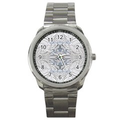 Mono Repeats Sport Metal Watch by kaleidomarblingart