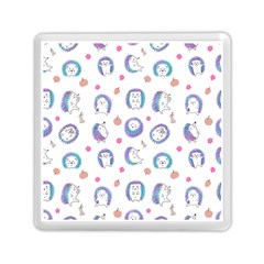 Cute And Funny Purple Hedgehogs On A White Background Memory Card Reader (square) by SychEva