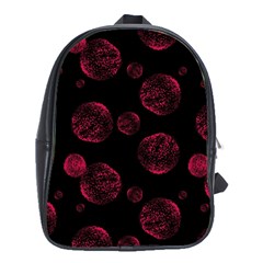 Red Sponge Prints On Black Background School Bag (xl) by SychEva