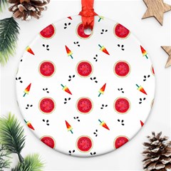 Slices Of Red And Juicy Watermelon Ornament (round) by SychEva