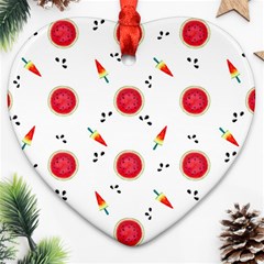 Slices Of Red And Juicy Watermelon Heart Ornament (two Sides) by SychEva