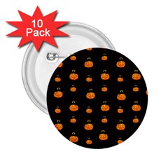 Halloween Pumpkins Pattern, Witch Hat Jack O  Lantern 2 25  Buttons (10 Pack)  by Casemiro