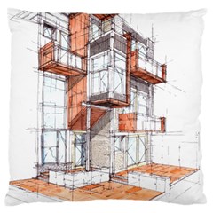 Rag-flats-onion-flats-llc-architecture-drawing Graffiti-architecture Large Cushion Case (one Side) by Sudhe