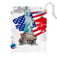 Statue Of Liberty Independence Day Poster Art Drawstring Pouch (4xl) by Sudhe