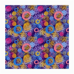 Multicolored Splashes And Watercolor Circles On A Dark Background Medium Glasses Cloth by SychEva