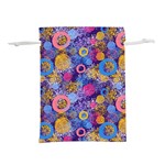 Multicolored Splashes And Watercolor Circles On A Dark Background Lightweight Drawstring Pouch (L) Front