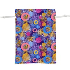 Multicolored Splashes And Watercolor Circles On A Dark Background  Lightweight Drawstring Pouch (xl) by SychEva