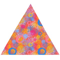 Multicolored Splashes And Watercolor Circles On A Dark Background Wooden Puzzle Triangle by SychEva