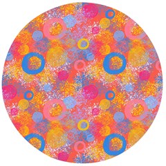 Multicolored Splashes And Watercolor Circles On A Dark Background Wooden Bottle Opener (round)