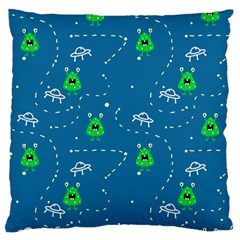 Funny Aliens With Spaceships Large Flano Cushion Case (one Side) by SychEva