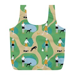 Girls With Dogs For A Walk In The Park Full Print Recycle Bag (l) by SychEva