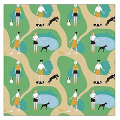 Girls With Dogs For A Walk In The Park Large Satin Scarf (square) by SychEva