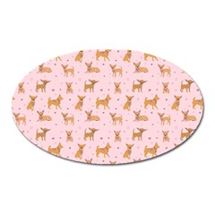 Cute Chihuahua With Sparkles On A Pink Background Oval Magnet by SychEva