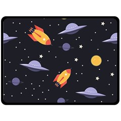 Cosmos Rockets Spaceships Ufos Fleece Blanket (large) 