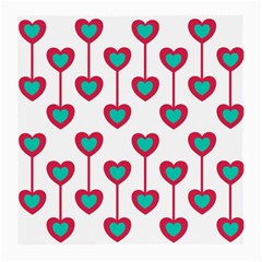 Red Hearts On A White Background Medium Glasses Cloth by SychEva