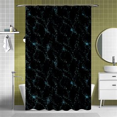 Turquoise Abstract Flowers With Splashes On A Dark Background  Abstract Print Shower Curtain 48  X 72  (small)  by SychEva