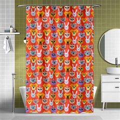 Cute Faces Of Dogs And Cats With Glasses Shower Curtain 48  X 72  (small)  by SychEva