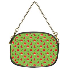 Juicy Slices Of Watermelon On A Green Background Chain Purse (one Side) by SychEva