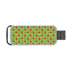 Juicy Slices Of Watermelon On A Green Background Portable Usb Flash (one Side) by SychEva