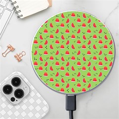 Juicy Slices Of Watermelon On A Green Background Wireless Charger by SychEva