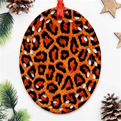 Leopard-print 3 Ornament (oval Filigree) by skindeep