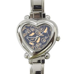 Folk Flowers Pattern  Heart Italian Charm Watch by Eskimos