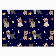 Terrier Cute Dog With Stars Sun And Moon Large Glasses Cloth (2 Sides) by SychEva