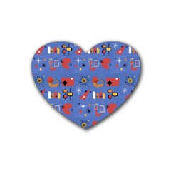 Blue 50s Heart Coaster (4 Pack)  by NerdySparkleGoth