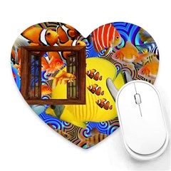 Outside The Window-swimming With Fishes 2 Heart Mousepads