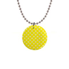 Purple Hearts On Yellow Background 1  Button Necklace by SychEva