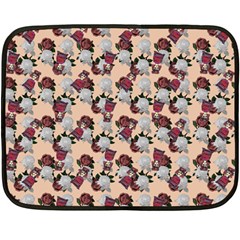 Vintage Floral And Goth Girl Peach Bg Fleece Blanket (mini) by snowwhitegirl