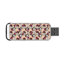 Vintage Floral And Goth Girl Peach Bg Portable Usb Flash (two Sides) by snowwhitegirl