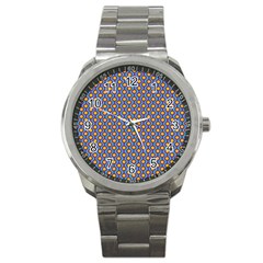 Yellow Circles On A Purple Background Sport Metal Watch by SychEva