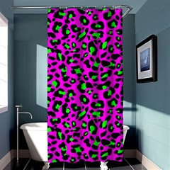 Pink And Green Leopard Spots Pattern Shower Curtain 36  X 72  (stall)  by Casemiro