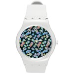 Multi-colored Circles Round Plastic Sport Watch (M) Front