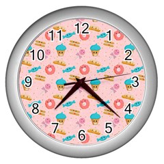 Funny Sweets With Teeth Wall Clock (silver) by SychEva