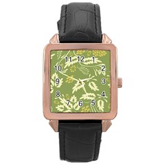 Folk Flowers Pattern Floral Surface Design Seamless Pattern Rose Gold Leather Watch  by Eskimos