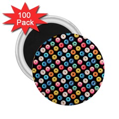 Multicolored Donuts On A Black Background 2 25  Magnets (100 Pack)  by SychEva