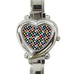 Multicolored Donuts On A Black Background Heart Italian Charm Watch Front