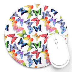 Bright Butterflies Circle In The Air Round Mousepads by SychEva